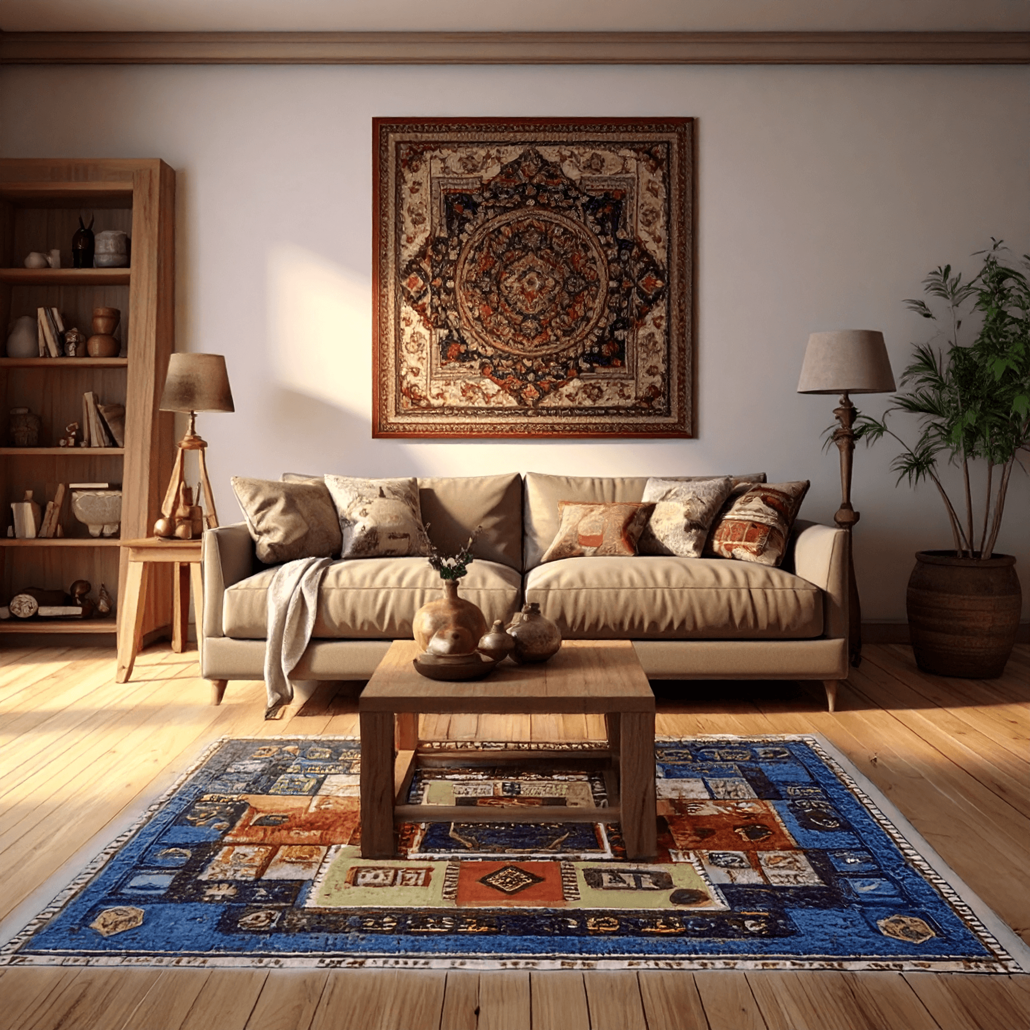 Handmade Afghan Carry Rug-Traditional Embroidered Artisan size 5.0 X 7.0 ft